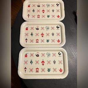 Vintage Tole Ware metal Country Kitchen Luncheon dinner serving trays—se…